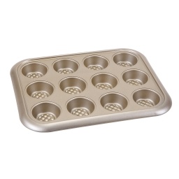 Molde 12 Muffins Cupcakes 38x30x3.5 cm Acero Champagne Baker Secret