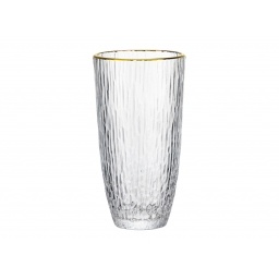 Vaso 350 ml con textura y borde dorado set x 6