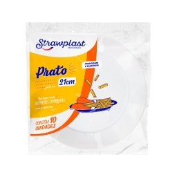 Plato Descartable Redondo 21 cm Blanco Pack x10