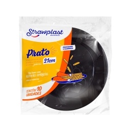 Plato Descartable 21 cm Negro Pack x0