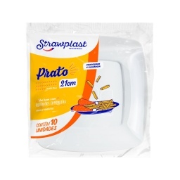 Plato Descartable Cuadrado 21 cm Blanco Pack x10