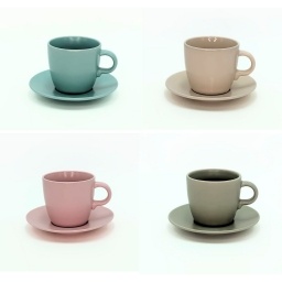 Taza de t con platillo 270 ml Cermica colores surtidos