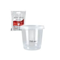 Pote Transparente con Tapa Descartable 750 ml Pack x 25