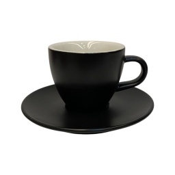 Taza de caf con plato 75 ml Porcelana Negro Selecta