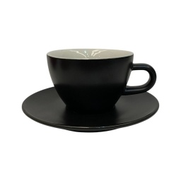 Taza de caf con plato 180ml Porcelana Especial Negro Selecta