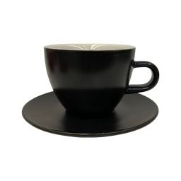 Taza de T con plato 260 ml Porcelana Negro Selecta